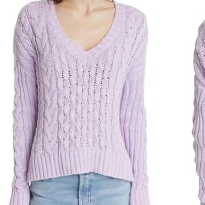 LINE V-neck 100% Cotton Lilac Long Sleeve Sweater - Medium